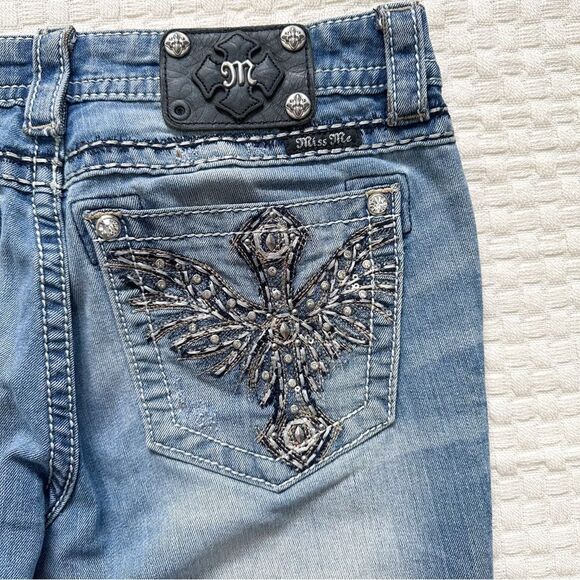 Miss Me Womens Size 29 Signature Rise Boot Cut Jeans Embellished Back Pockets - Picture 10 of 14
